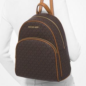 Michael kors MK abbey leather logo backpack brown